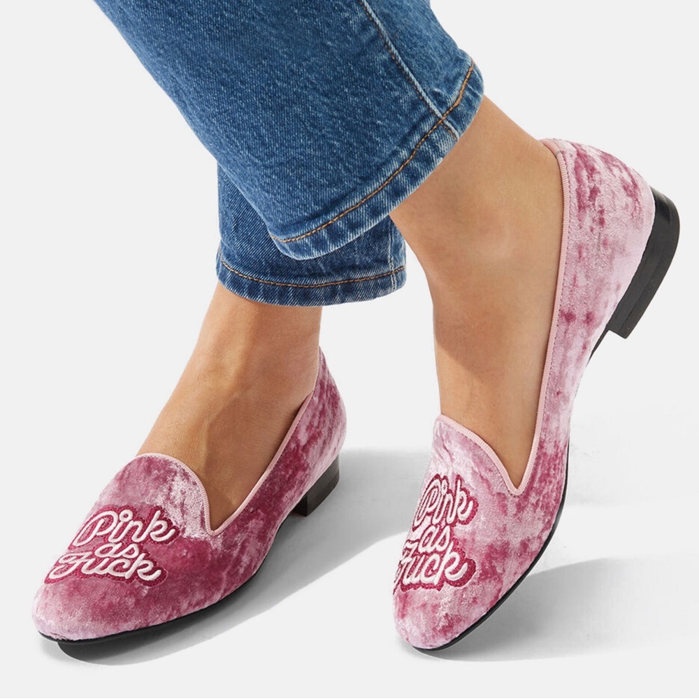 Brian Atwood x Scarosso Lady Nolita Pink as F*ck velvet loafers size 41